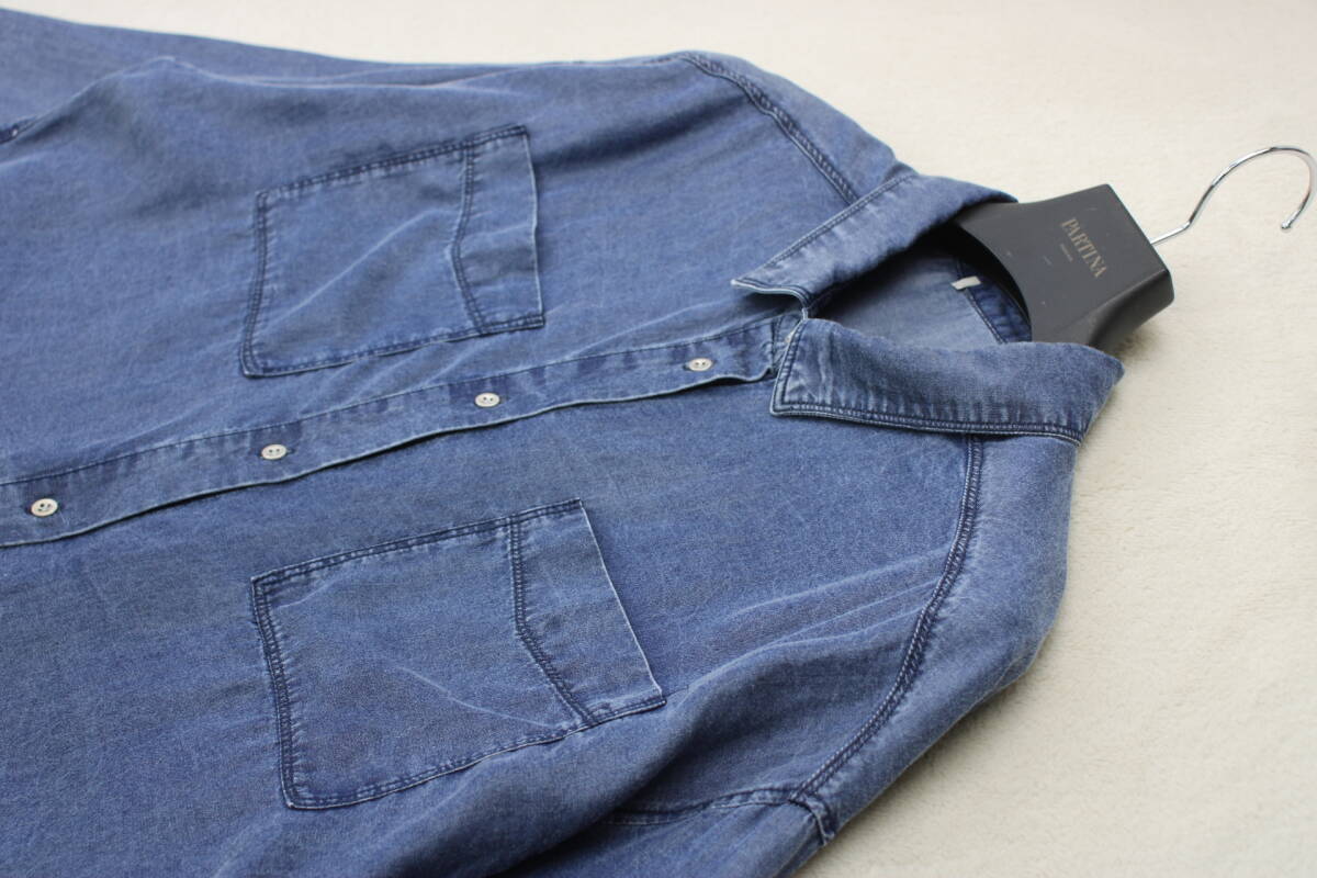 101-733 新品 デニム長袖シャツ ブルーＦサイズ 定価￥11,000稅込