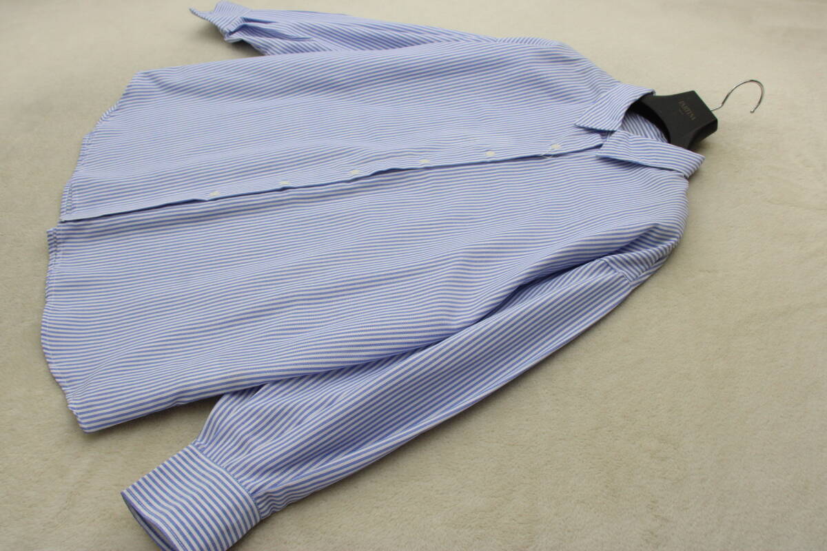 3-1756 新品 オーバーサイズストライプシャツ ブルーＦサイズ