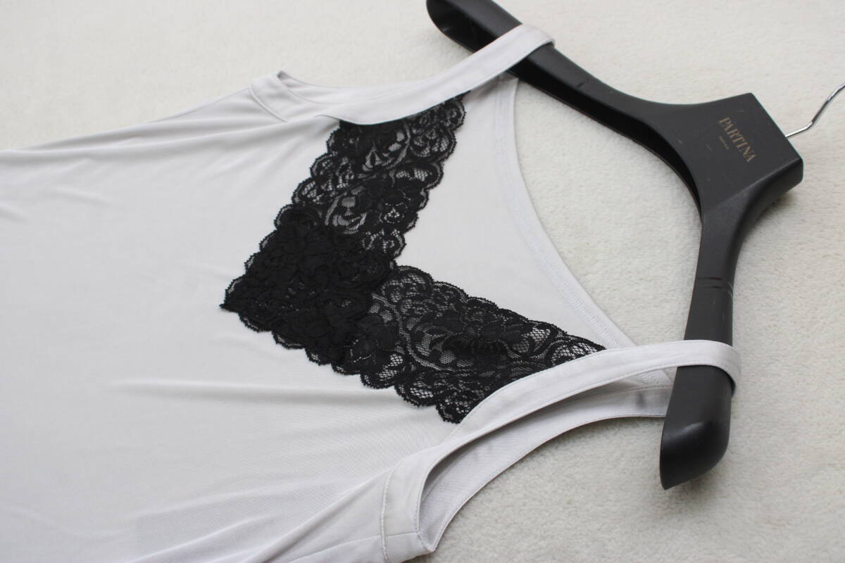 3-1330 新品タグ付き 日本制レース切替キャミソール ライトグレー９號(hào) 定価￥11,000＋稅