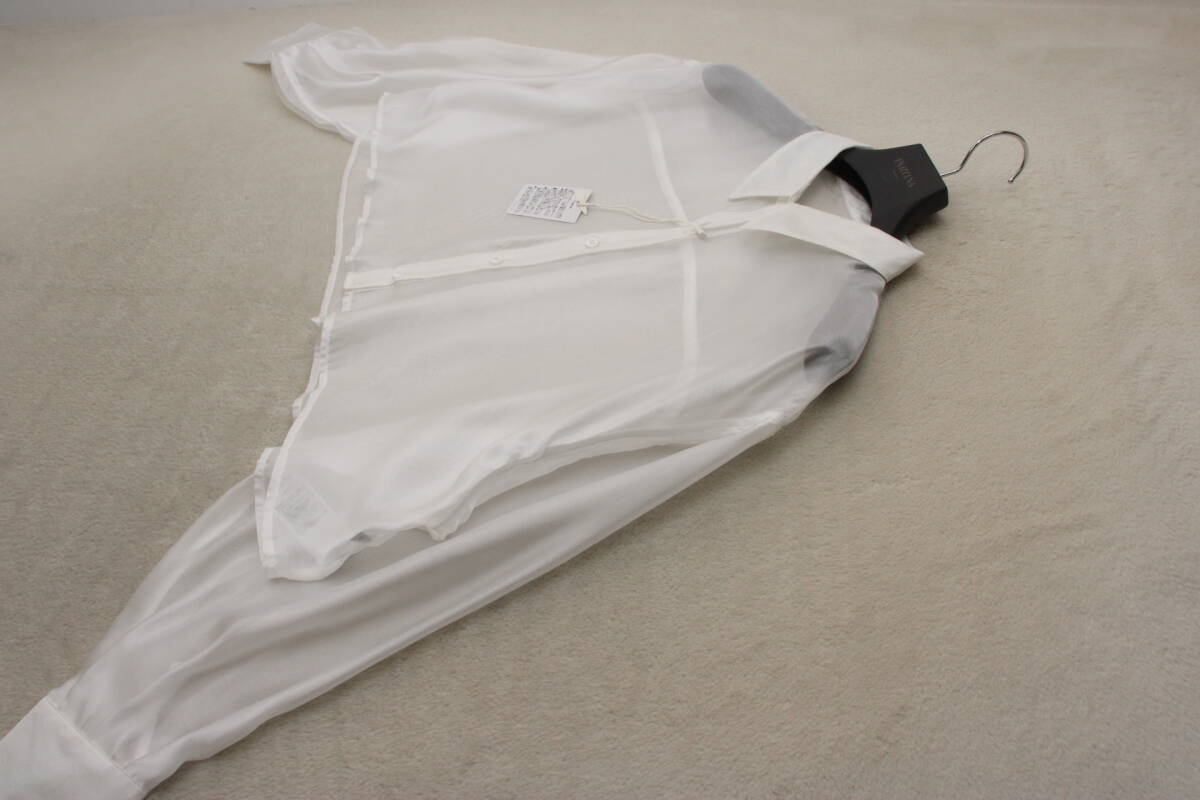 3-1420 新品 ショート丈シアーシャツ ホワイトＦサイズ