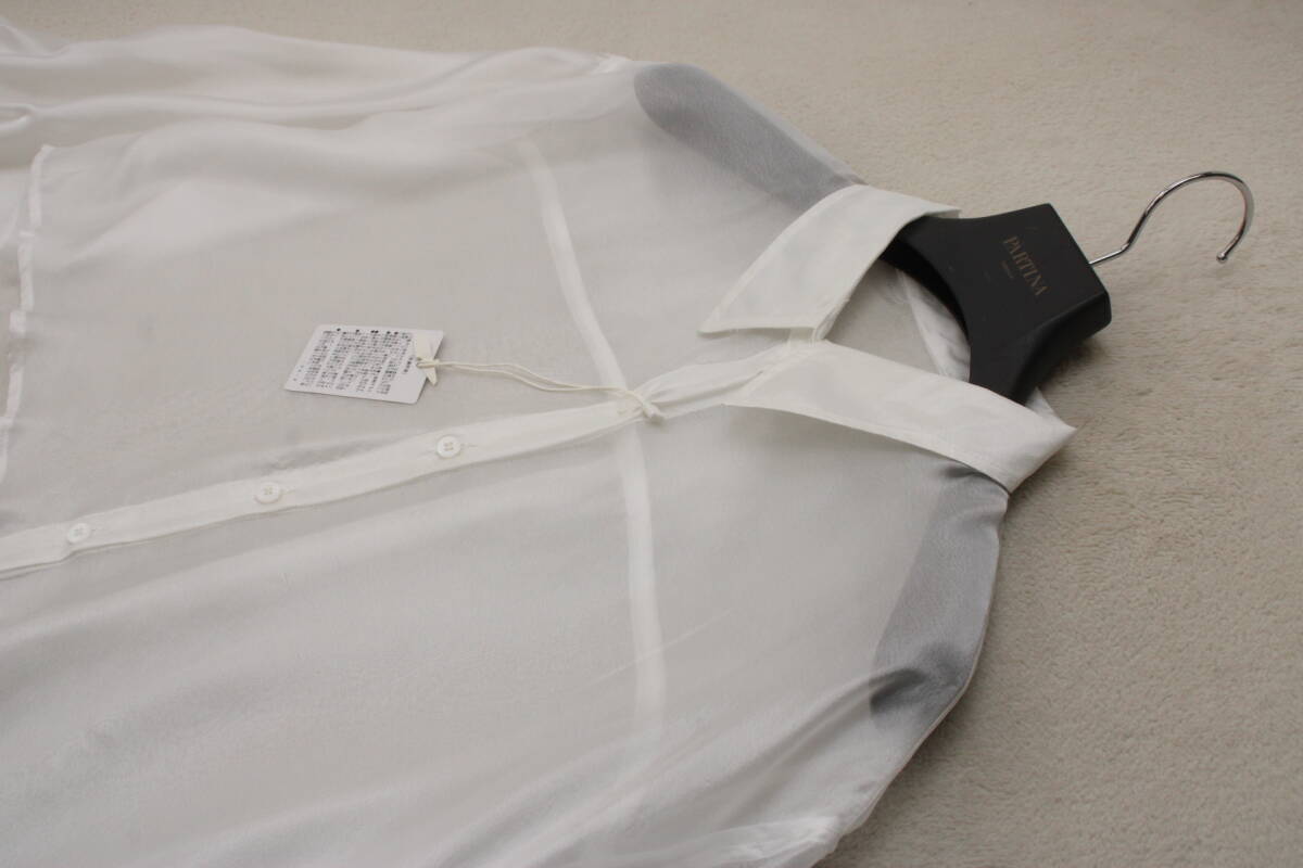 3-1420 新品 ショート丈シアーシャツ ホワイトＦサイズ