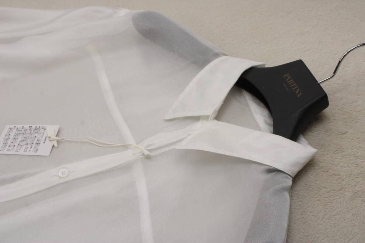 3-1420 新品 ショート丈シアーシャツ ホワイトＦサイズ