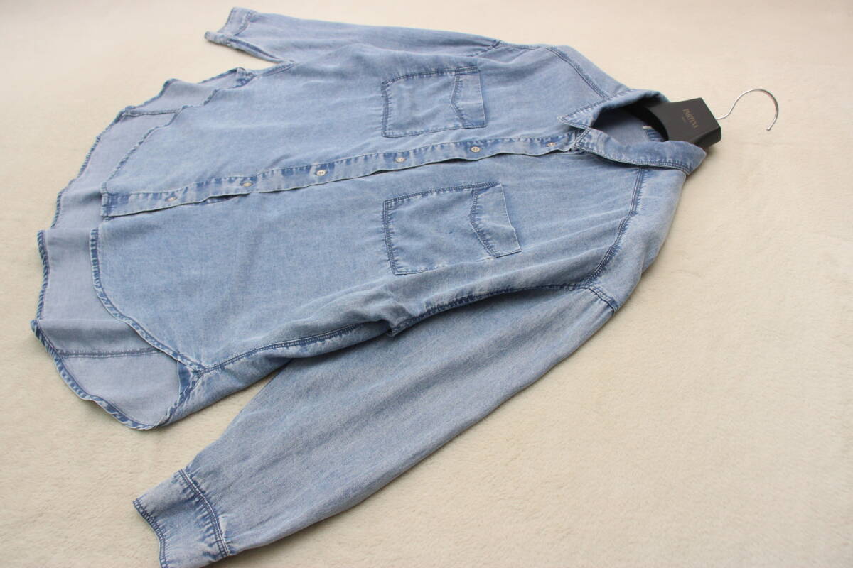 101-735 新品 デニム長(zhǎng)袖シャツ ライトブルーＦサイズ 定価￥11,000稅込