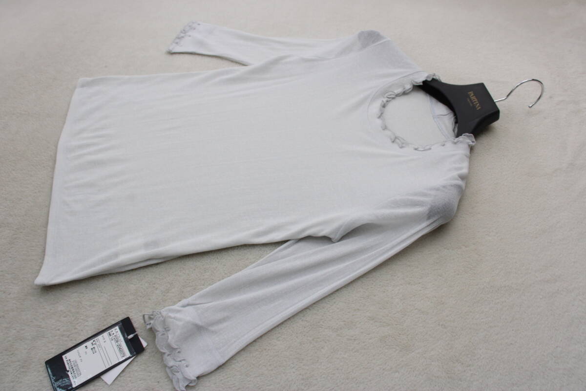 3-487 新品タグ付き 日本制絹混シアーカットソー シルバー１３號(hào) 定価￥22,000＋稅