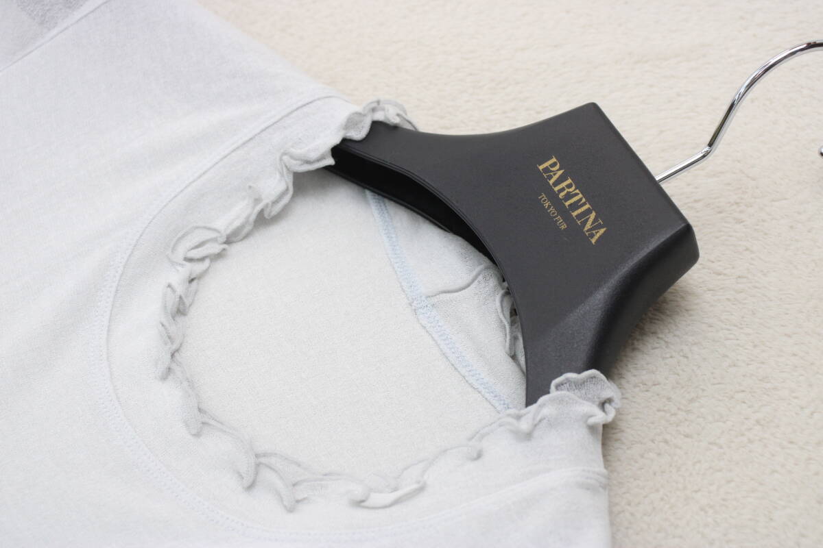 3-487 新品タグ付き 日本制絹混シアーカットソー シルバー１３號(hào) 定価￥22,000＋稅