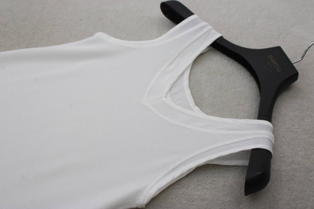 3-1764 新品 ２WAYラッセル編みノースリーブカットソー ホワイトＦサイズ