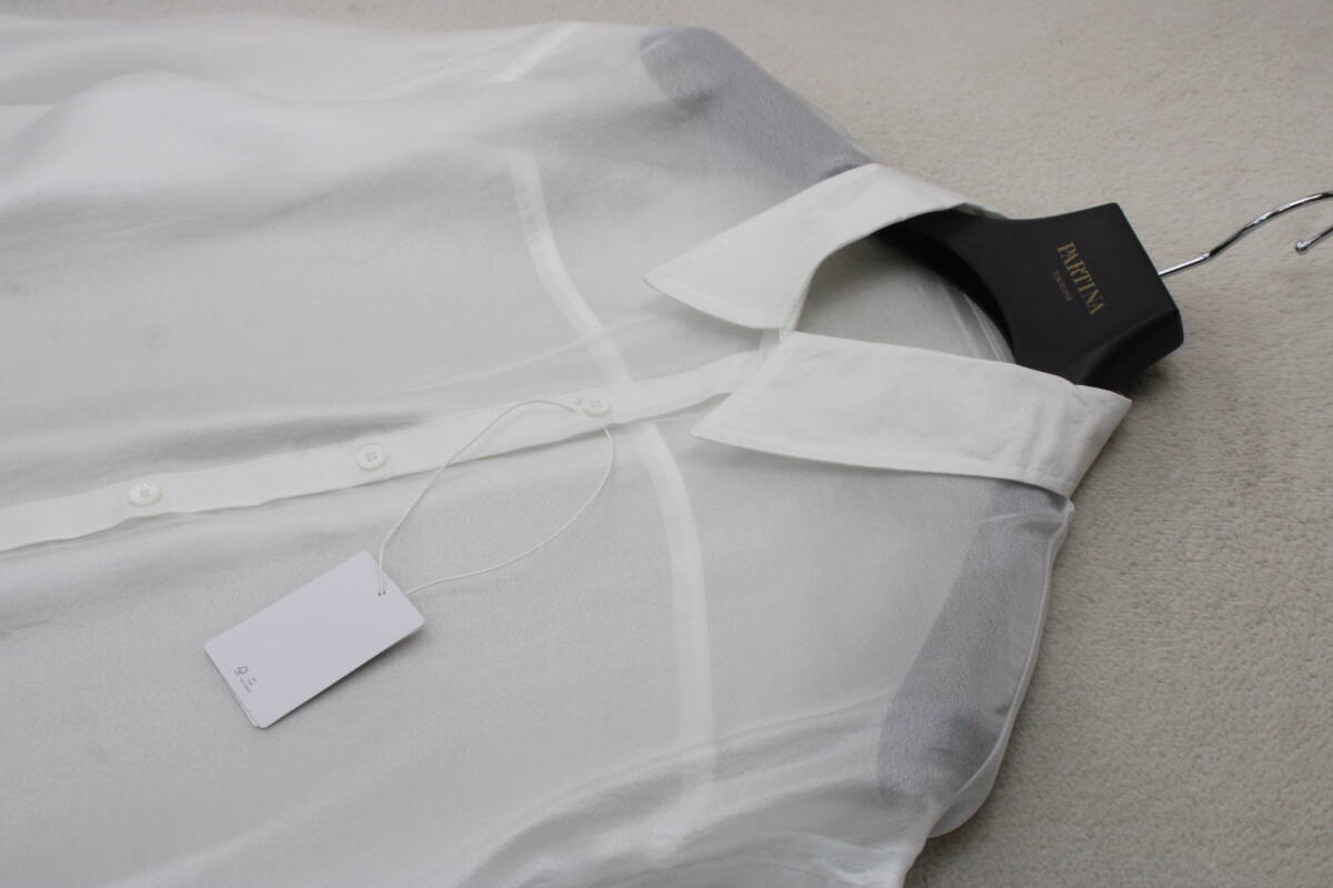 3-1102 新品 ショート丈シアーシャツ ホワイトＦサイズ