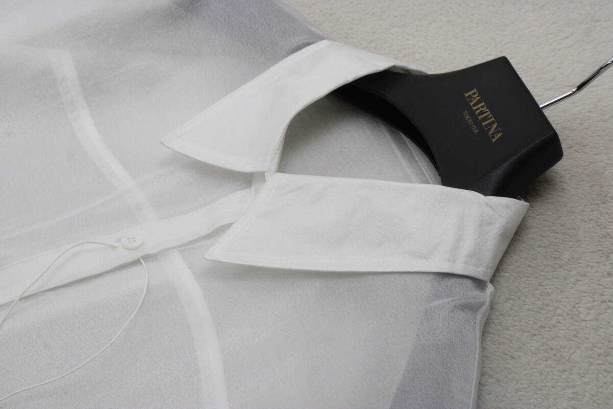 3-1102 新品 ショート丈シアーシャツ ホワイトＦサイズ