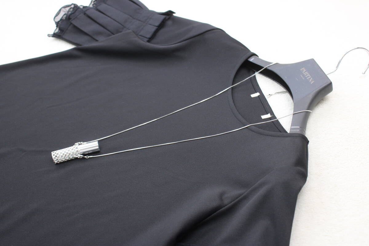 4-260 新品 レリアン制アクセサリー付 カットソー ブラック Ｆサイズ 定価￥28,000