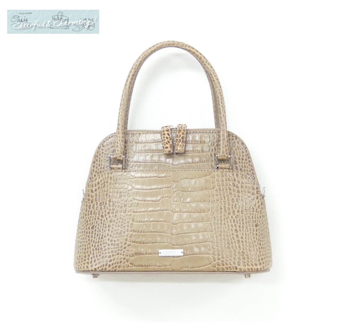 FOXEY バッグ マカロンヌーヴォー 牛革 ベージュ なめがけO(jiān)K 38234