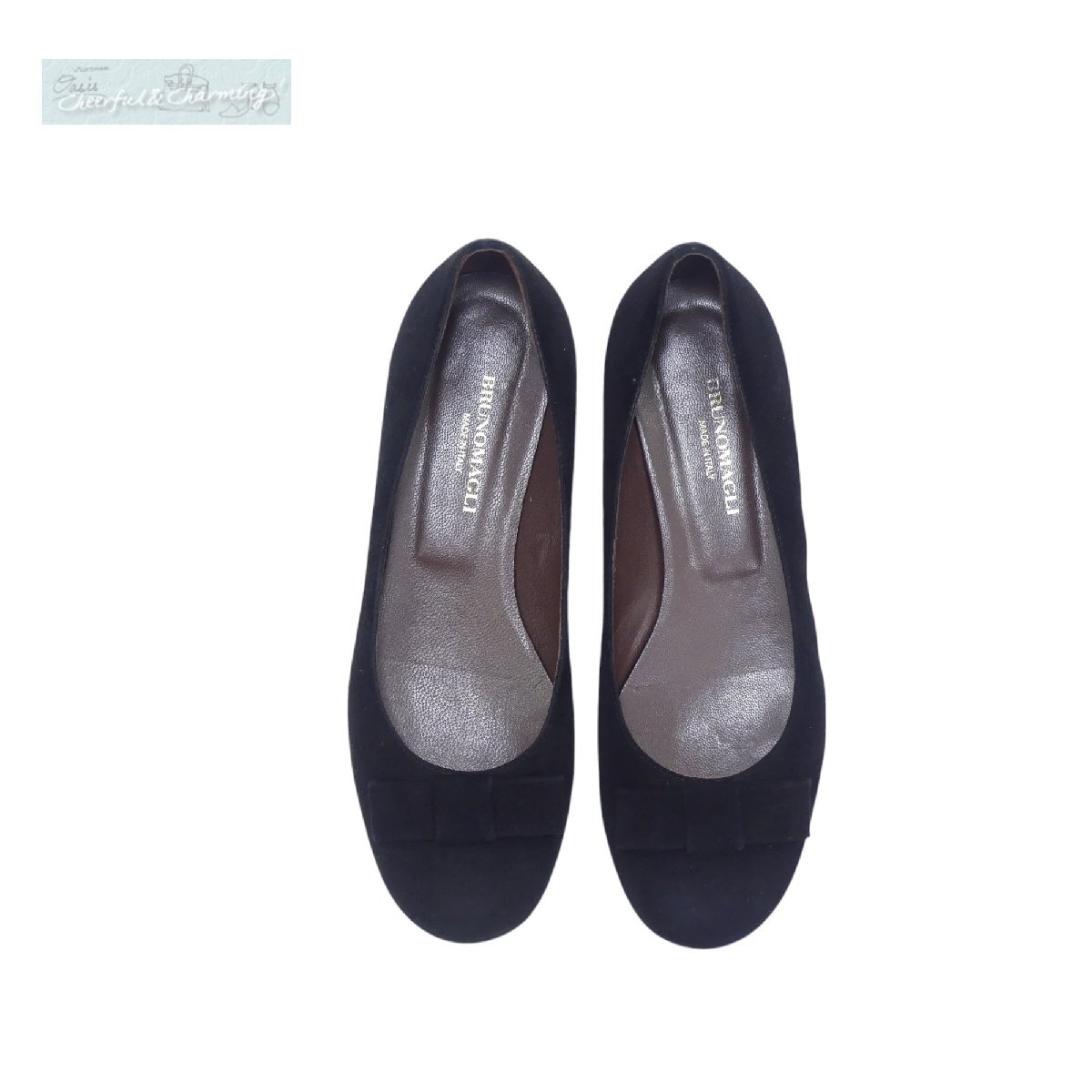 BRUNO MAGLI ALESA フラットシューズ 36 ブラック スエード リボン