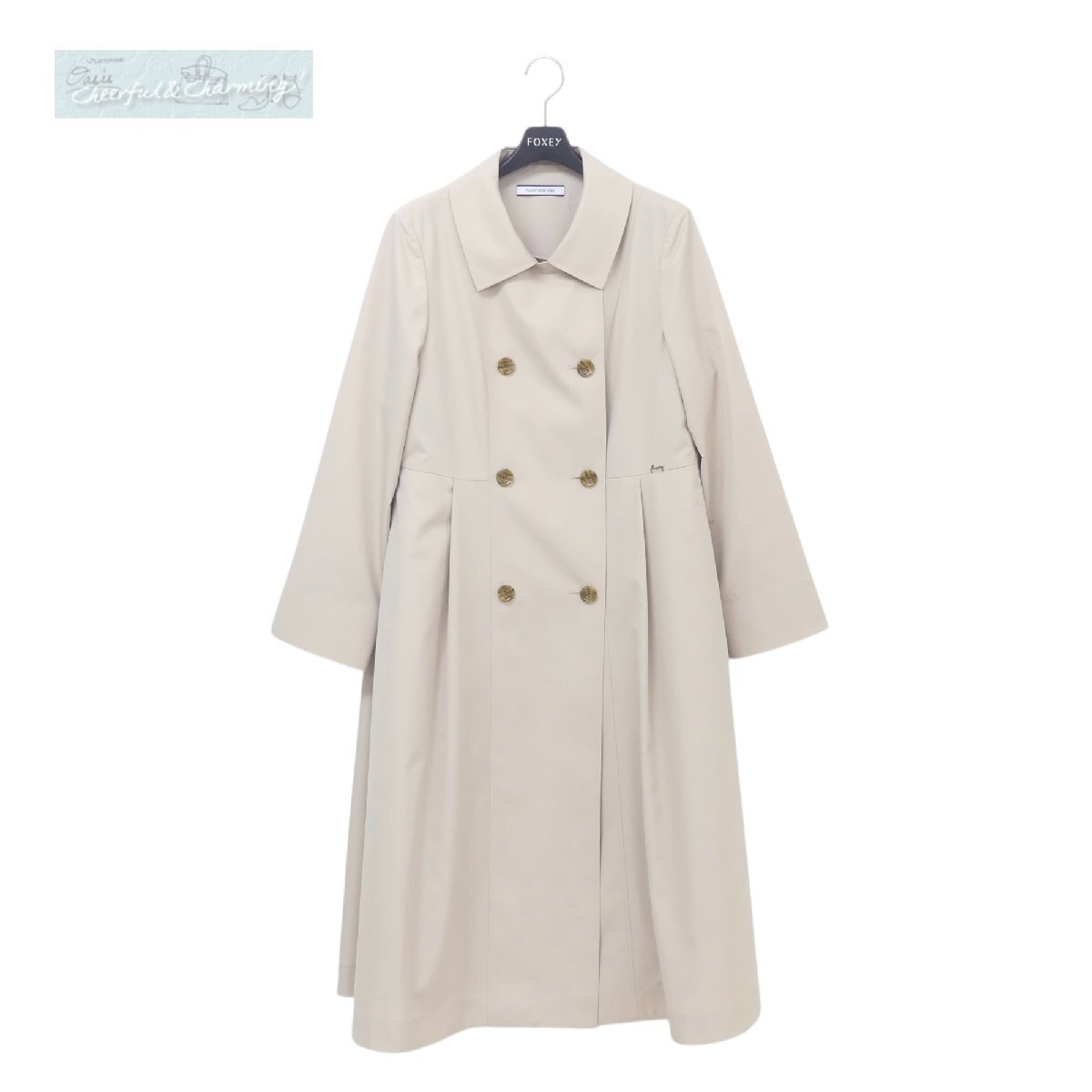 未使用 新作 FOXEY コート アールグレー 38 オイスターベージュ WPSタフタ '25年商品 45133