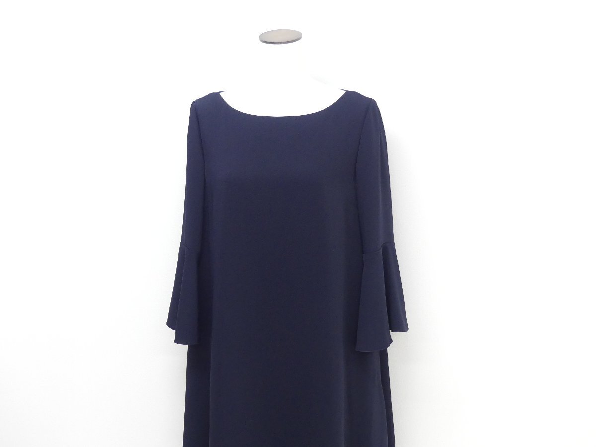 FOXEY NEWYORK ワンピース ドレス シェール 42 百貨店限定ネイビー ポリエステル Aライン ラッフル袖 45202 '25年商品