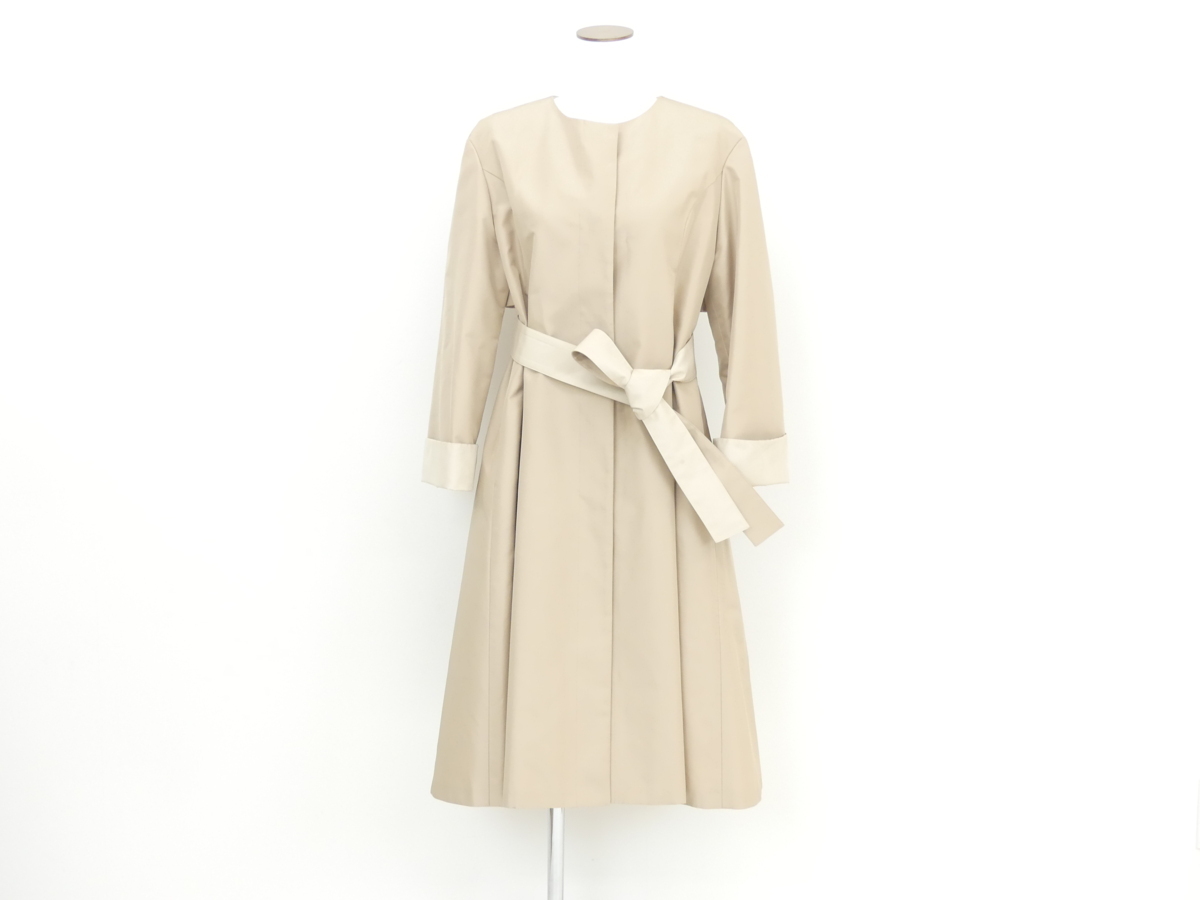 FOXEY コート トフィー 38 ベージュ シルクグログラン#ノーカラー '19年DM掲載 39476