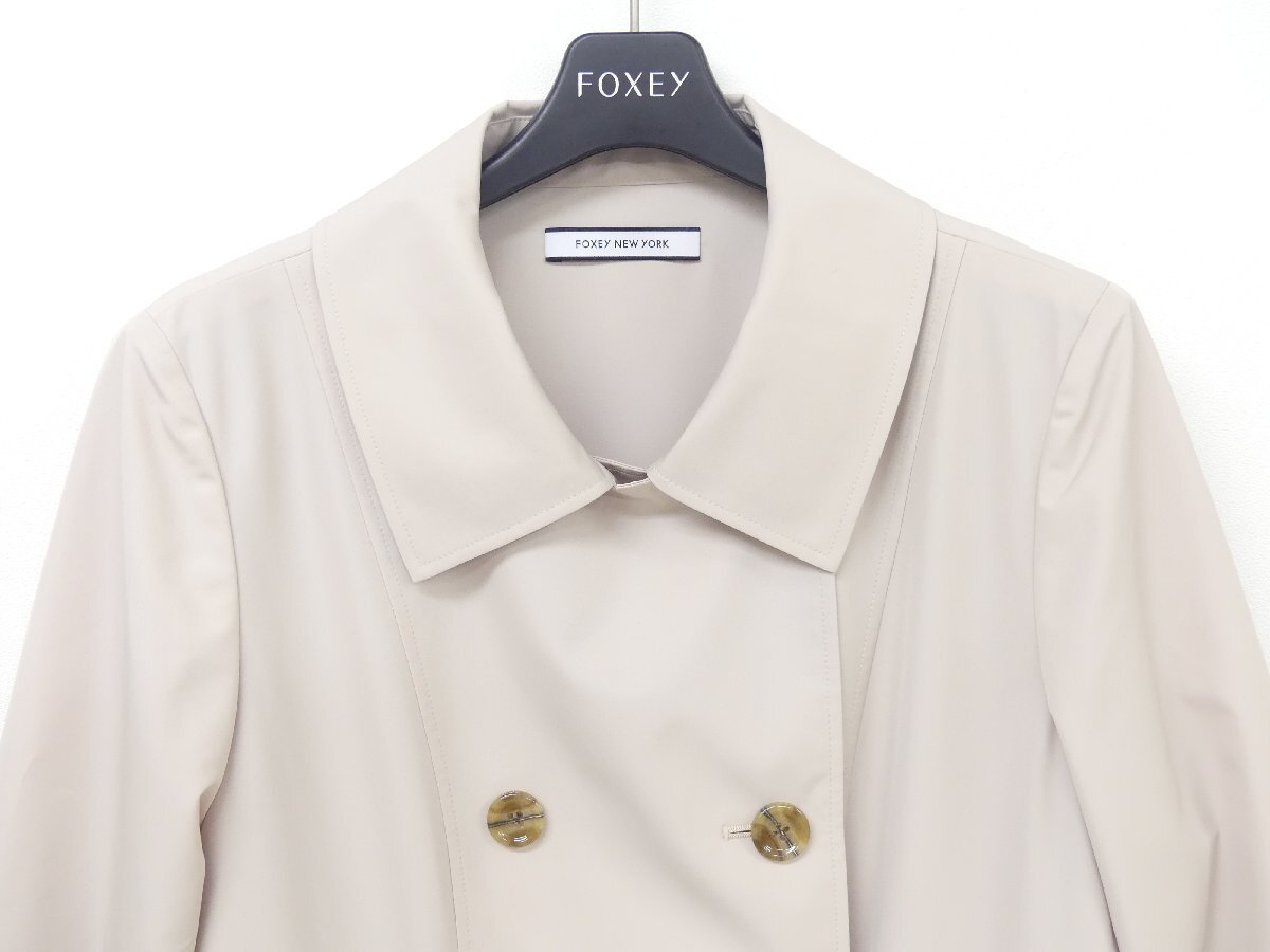 未使用 新作 FOXEY コート アールグレー 38 オイスターベージュ WPSタフタ '25年商品 45133