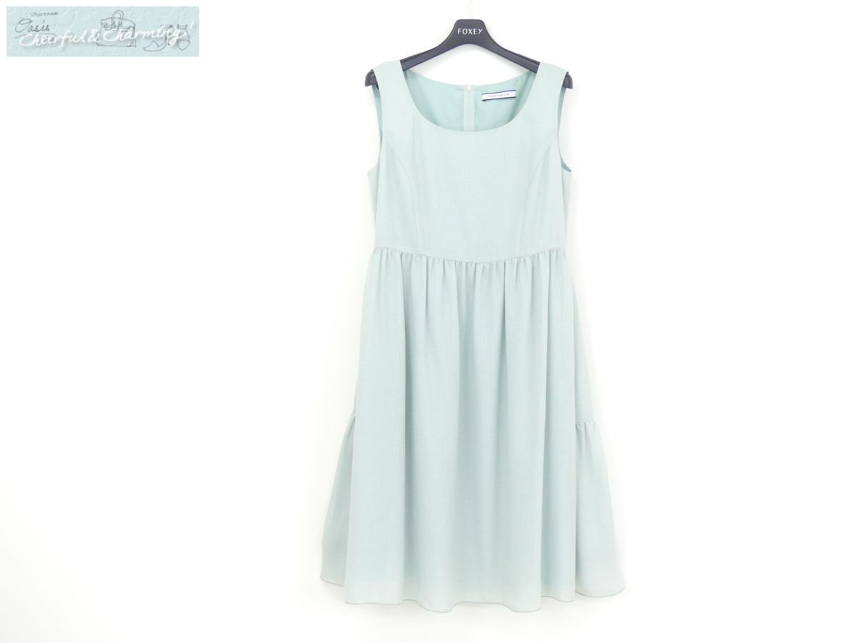FOXEY NEWYORK ドレス ワンピース 38 ミント ポリエステル 涼しげフェミニン '20年CLASSY5月號掲載 40966