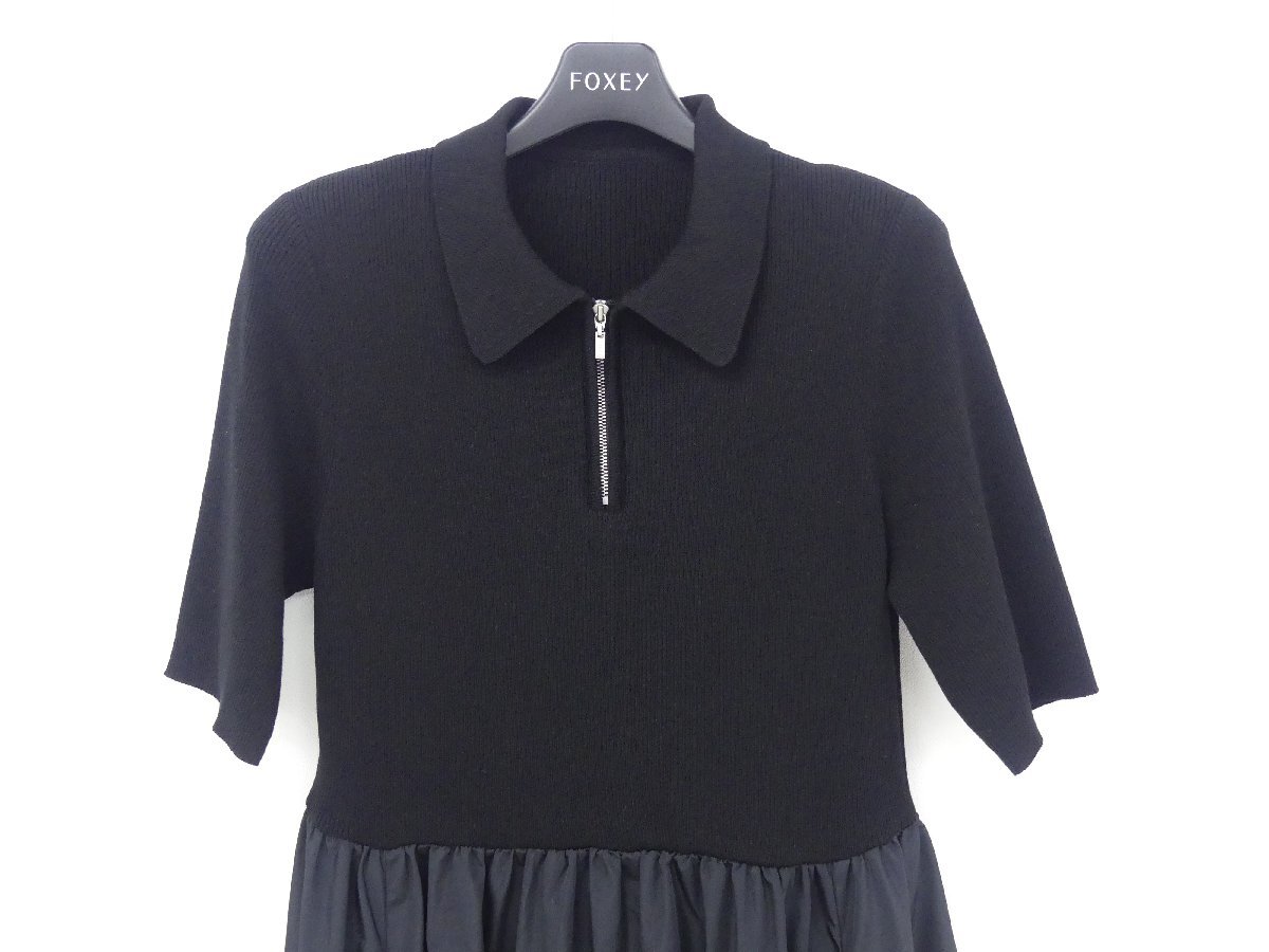 FOXEY NEWYORK ニットドレス ダミアン 38 ブラック テンセルBLEND '24年商品 44265