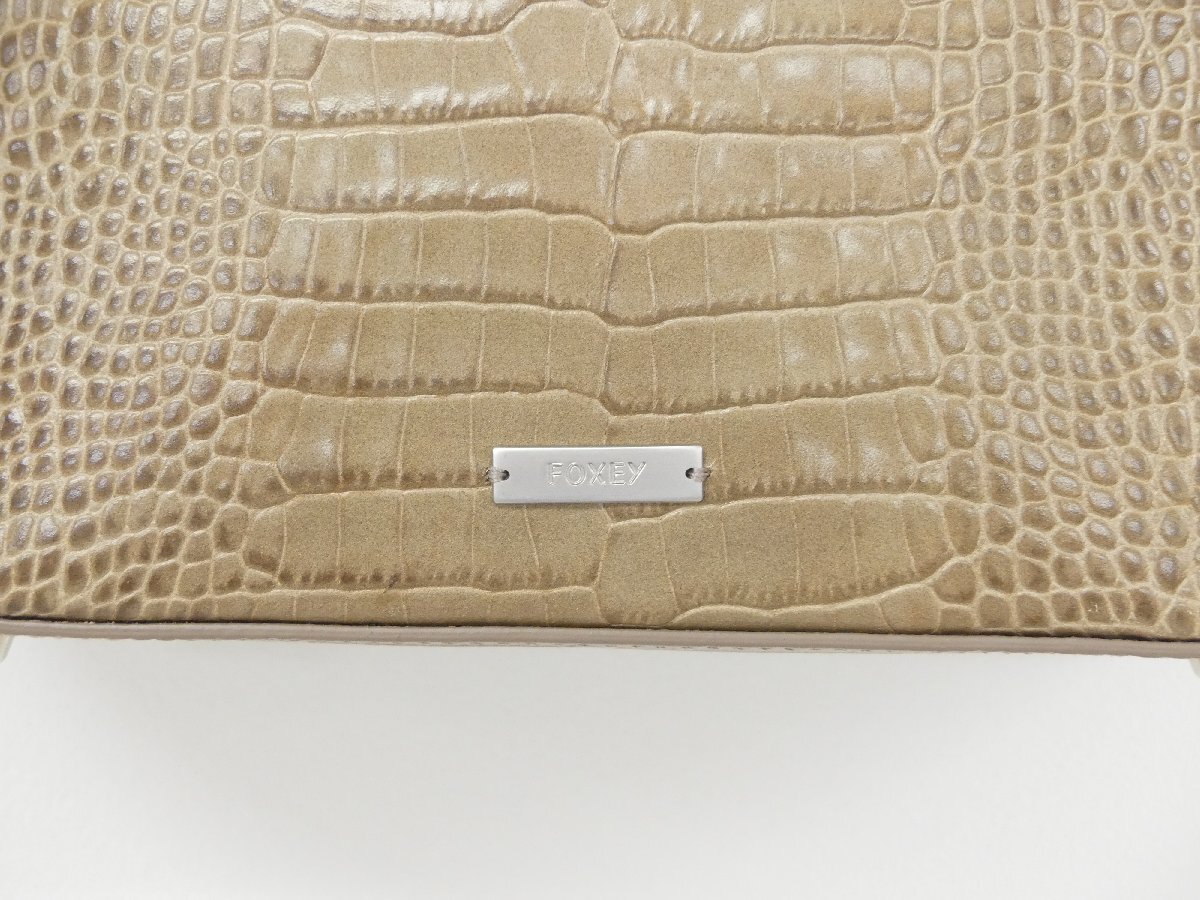 FOXEY バッグ マカロンヌーヴォー 牛革 ベージュ なめがけO(jiān)K 38234