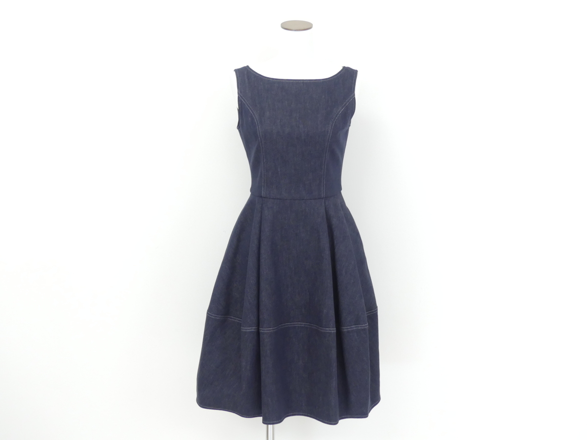 FOXEY NEWYORK ワンピース ドレス デニムバロン 38 インディゴ コットンBLEND '21年商品 41682
