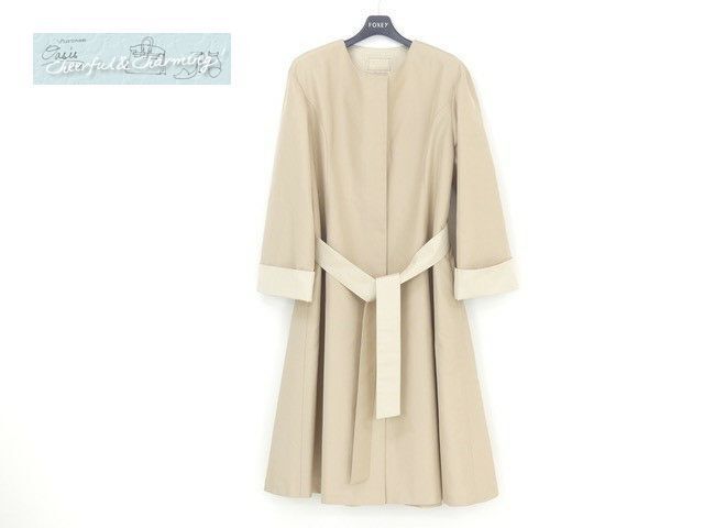 FOXEY コート トフィー 38 ベージュ シルクグログラン#ノーカラー '19年DM掲載 39476