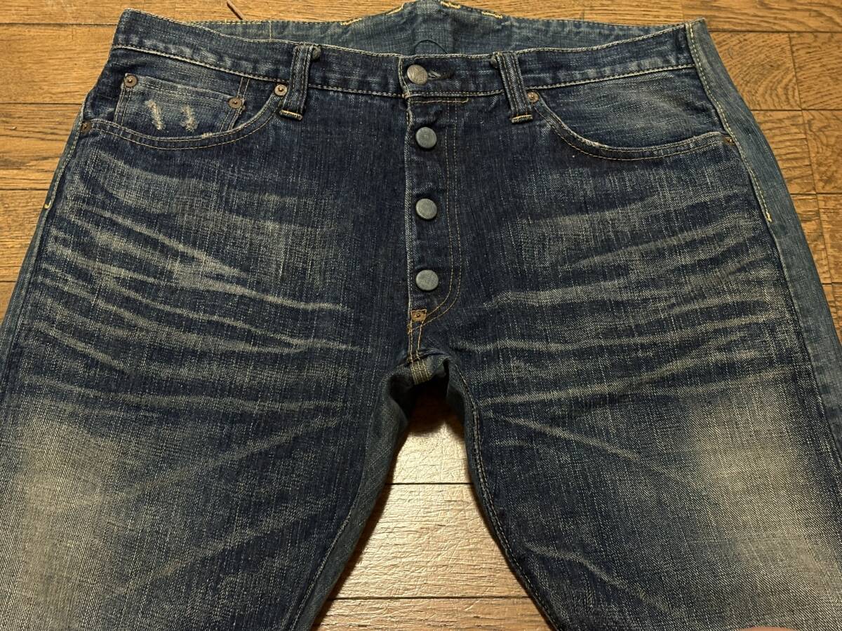 ※東洋エンタープライズ SUGAR CANE シュガーケーン MIHARA YASUHIROセルビッチデニムパンツ未裾直ユニオンチケット大きいサイズ 36 BJBE.E