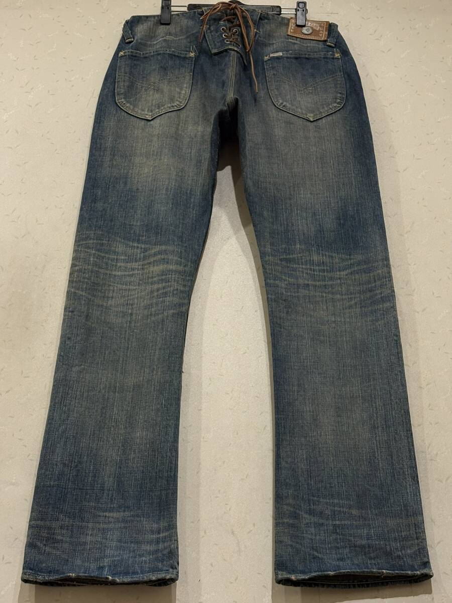 ※東洋エンタープライズ SUGAR CANE シュガーケーン MIHARA YASUHIROセルビッチデニムパンツ未裾直ユニオンチケット大きいサイズ 36 BJBE.E
