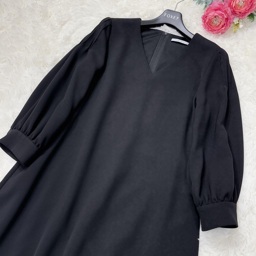 moco フォクシーニューヨーク パフスリーブ Aライン ワンピース 近年 美品】フォクシーニューヨークパフスリーブAラインワンピース