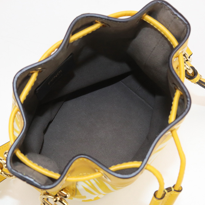 中古良品 FENDI フェンディ ハンドバッグ 8BS010 ミニ モントレゾール レディース イエロー
