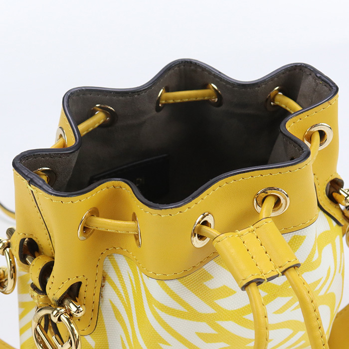 中古良品 FENDI フェンディ ハンドバッグ 8BS010 ミニ モントレゾール レディース イエロー