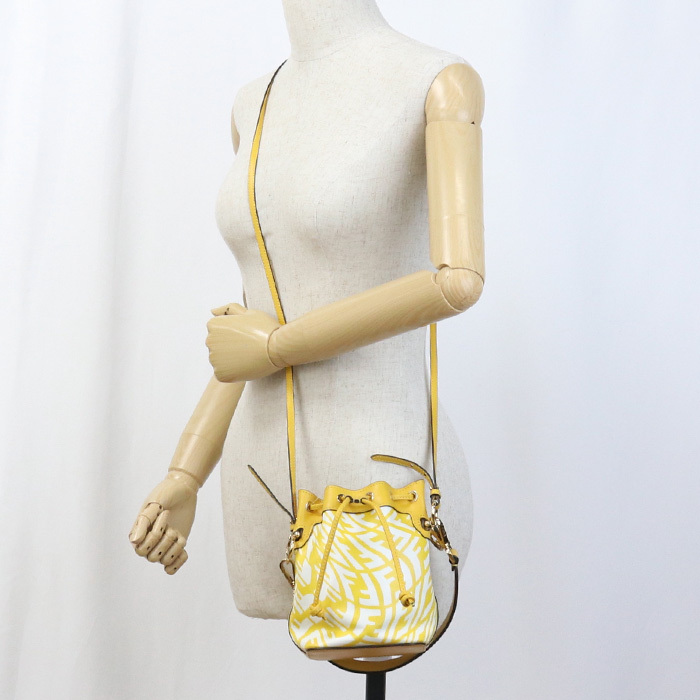 中古良品 FENDI フェンディ ハンドバッグ 8BS010 ミニ モントレゾール レディース イエロー