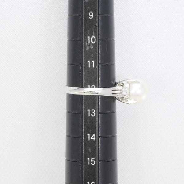 PT900 リング 指輪 12號 パール 約9mm ダイヤ 0.05 総重量約4.9g 中古 美品 送料無料☆0315