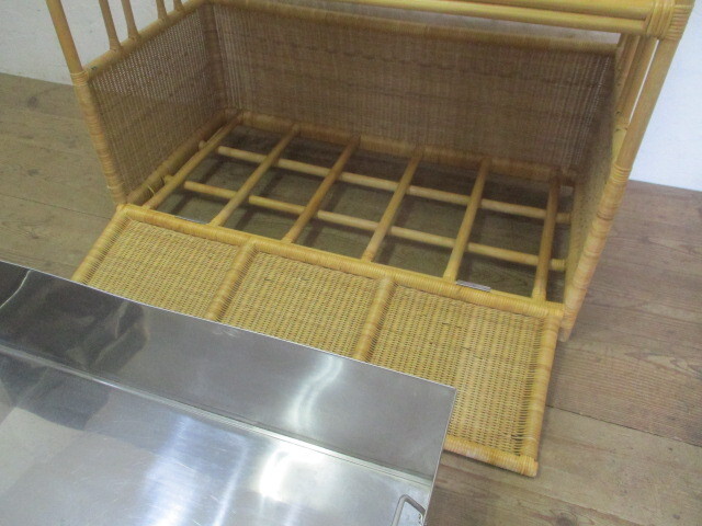 タ荷O277◆②H94×W120×D60(cm)◆大きい籐制の収納棚◆ラタン 飾り棚 陳列臺 ケース ランドリーボックス レトロT(ヤD)松