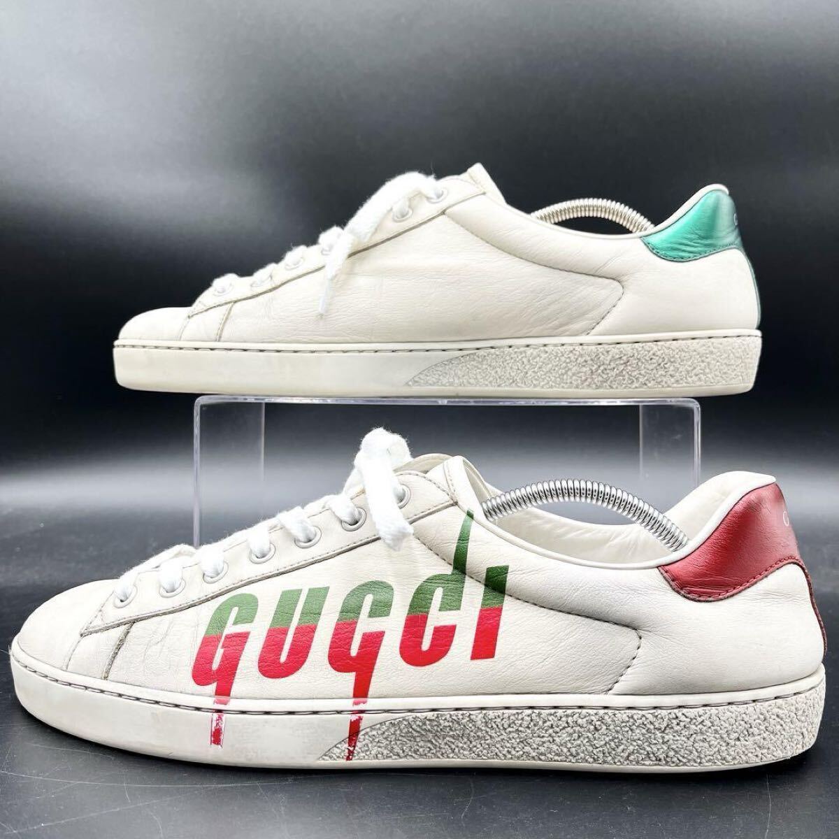 1円 【美品】 GUCCI グッチ 【圧倒的高級(jí)感】 メンズ ブレード エース サイドロゴ スニーカー シューズ 靴 ホワイト 白 レザー 29cm相當(dāng)