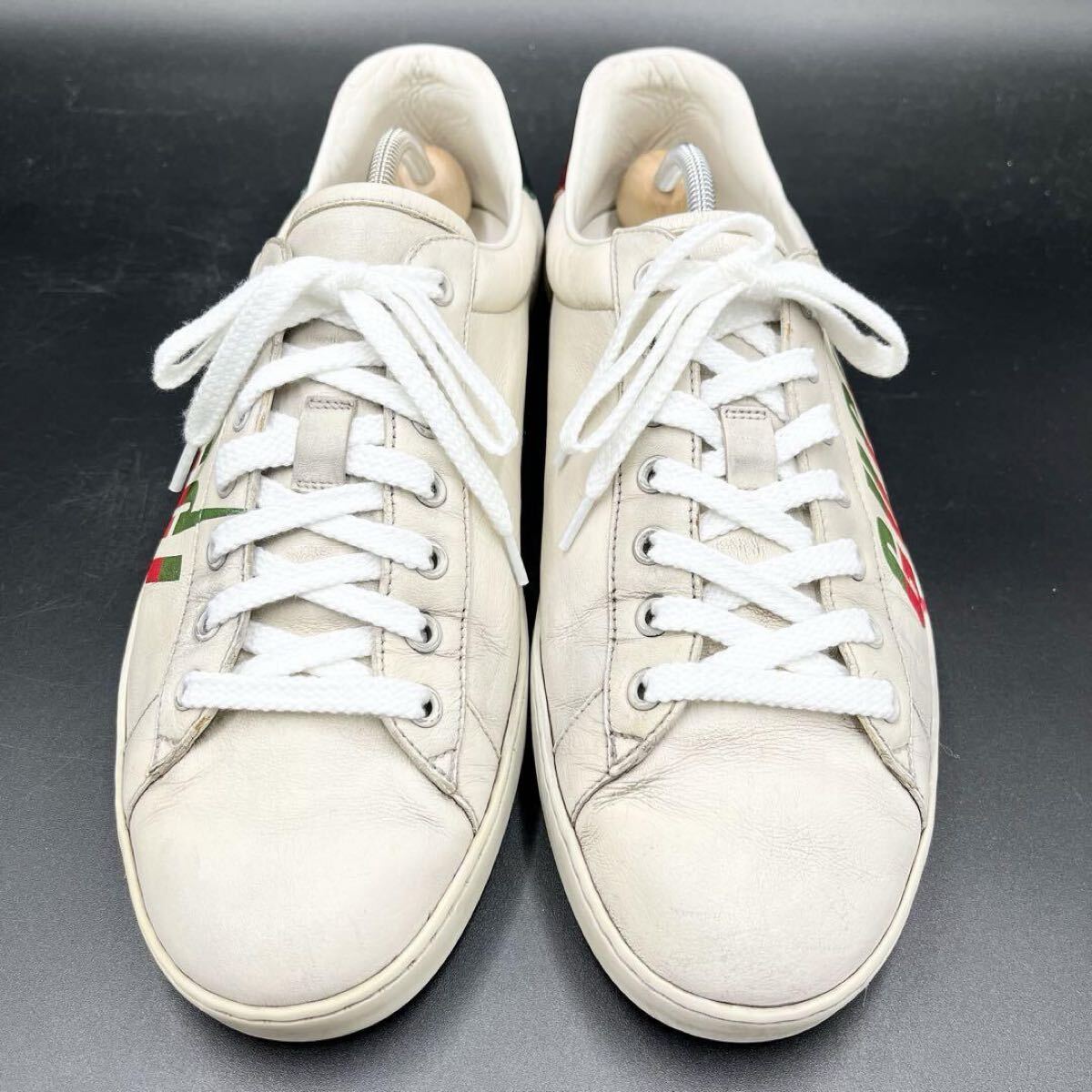 1円 【美品】 GUCCI グッチ 【圧倒的高級(jí)感】 メンズ ブレード エース サイドロゴ スニーカー シューズ 靴 ホワイト 白 レザー 29cm相當(dāng)