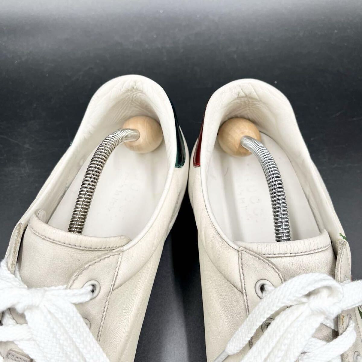 1円 【美品】 GUCCI グッチ 【圧倒的高級(jí)感】 メンズ ブレード エース サイドロゴ スニーカー シューズ 靴 ホワイト 白 レザー 29cm相當(dāng)