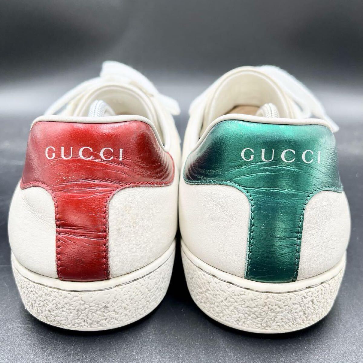 1円 【美品】 GUCCI グッチ 【圧倒的高級(jí)感】 メンズ ブレード エース サイドロゴ スニーカー シューズ 靴 ホワイト 白 レザー 29cm相當(dāng)