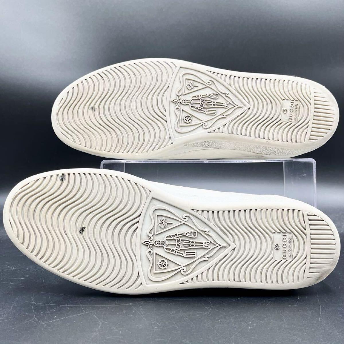 1円 【美品】 GUCCI グッチ 【圧倒的高級(jí)感】 メンズ ブレード エース サイドロゴ スニーカー シューズ 靴 ホワイト 白 レザー 29cm相當(dāng)