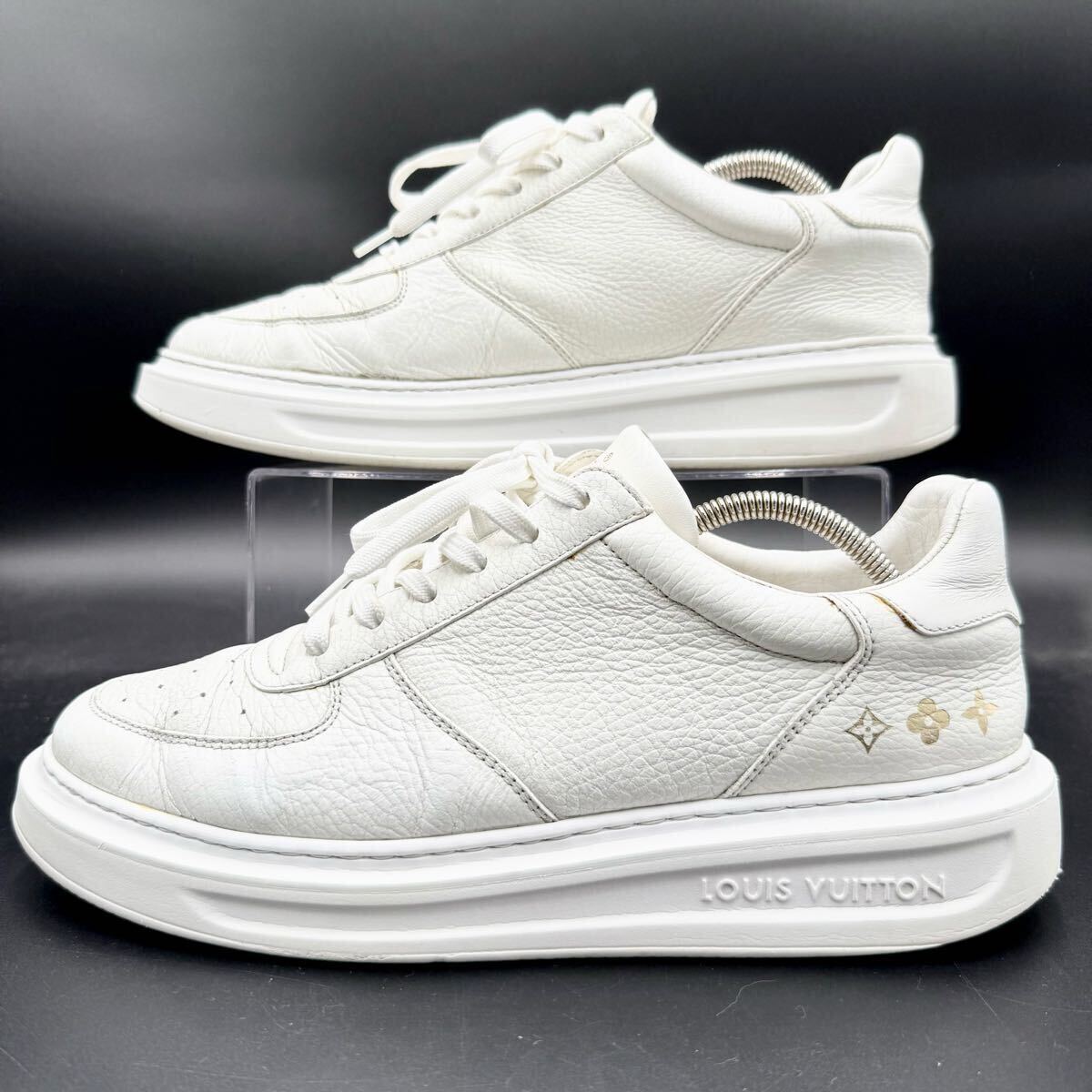 1円 【美品】 LOUIS VUITTON ルイヴィトン ビバリーヒルズライン ロゴ レザー 厚底 メンズ スニーカー シューズ 靴 ホワイト 26cm相當