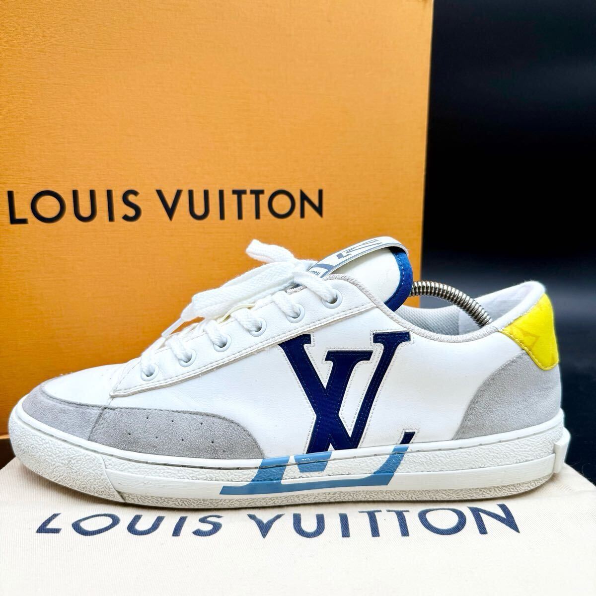 1円 【美品】 LOUIS VUITTON ルイヴィトン チャーリーライン LVロゴ ローカット ホワイト メンズ スニーカー シューズ 靴 22年制 26cm位