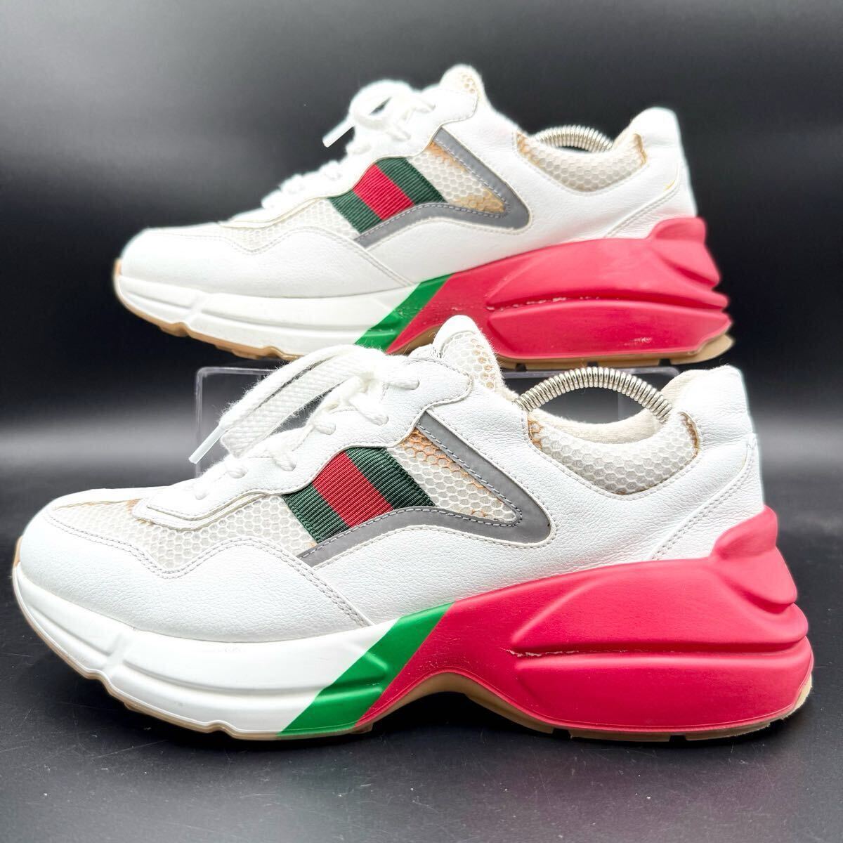 1円 【現(xiàn)行近】 GUCCI グッチ 【圧倒的高級感】 メンズ ライトン シェリーライン ダッド 厚底 スニーカー シューズ 靴 ホワイト 27.5cm相當(dāng)