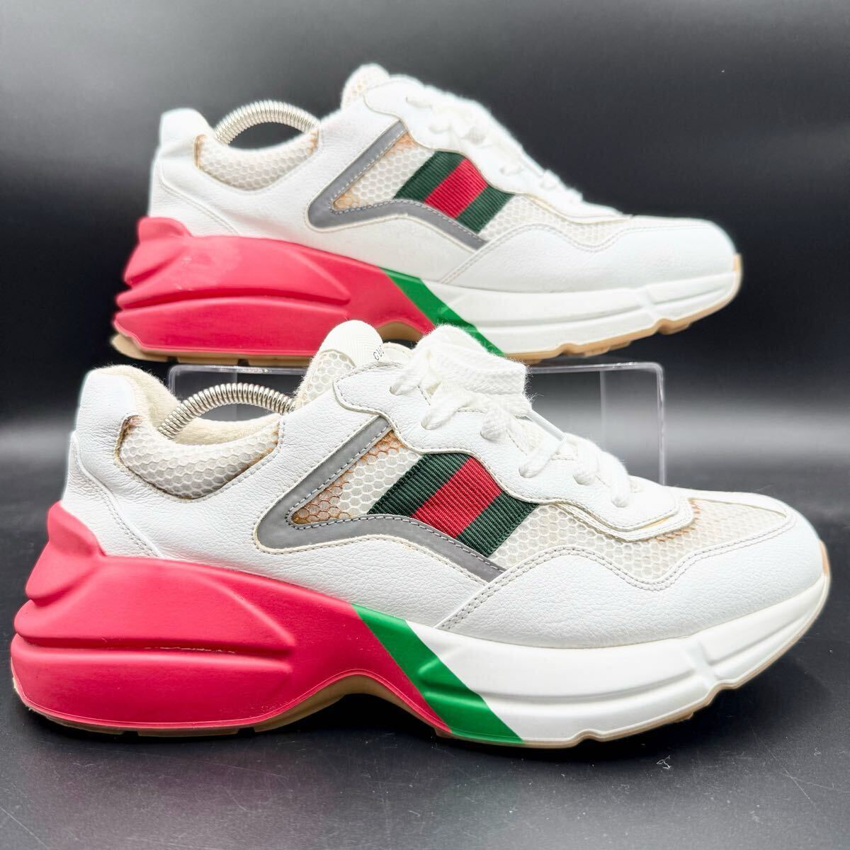 1円 【現(xiàn)行近】 GUCCI グッチ 【圧倒的高級感】 メンズ ライトン シェリーライン ダッド 厚底 スニーカー シューズ 靴 ホワイト 27.5cm相當(dāng)