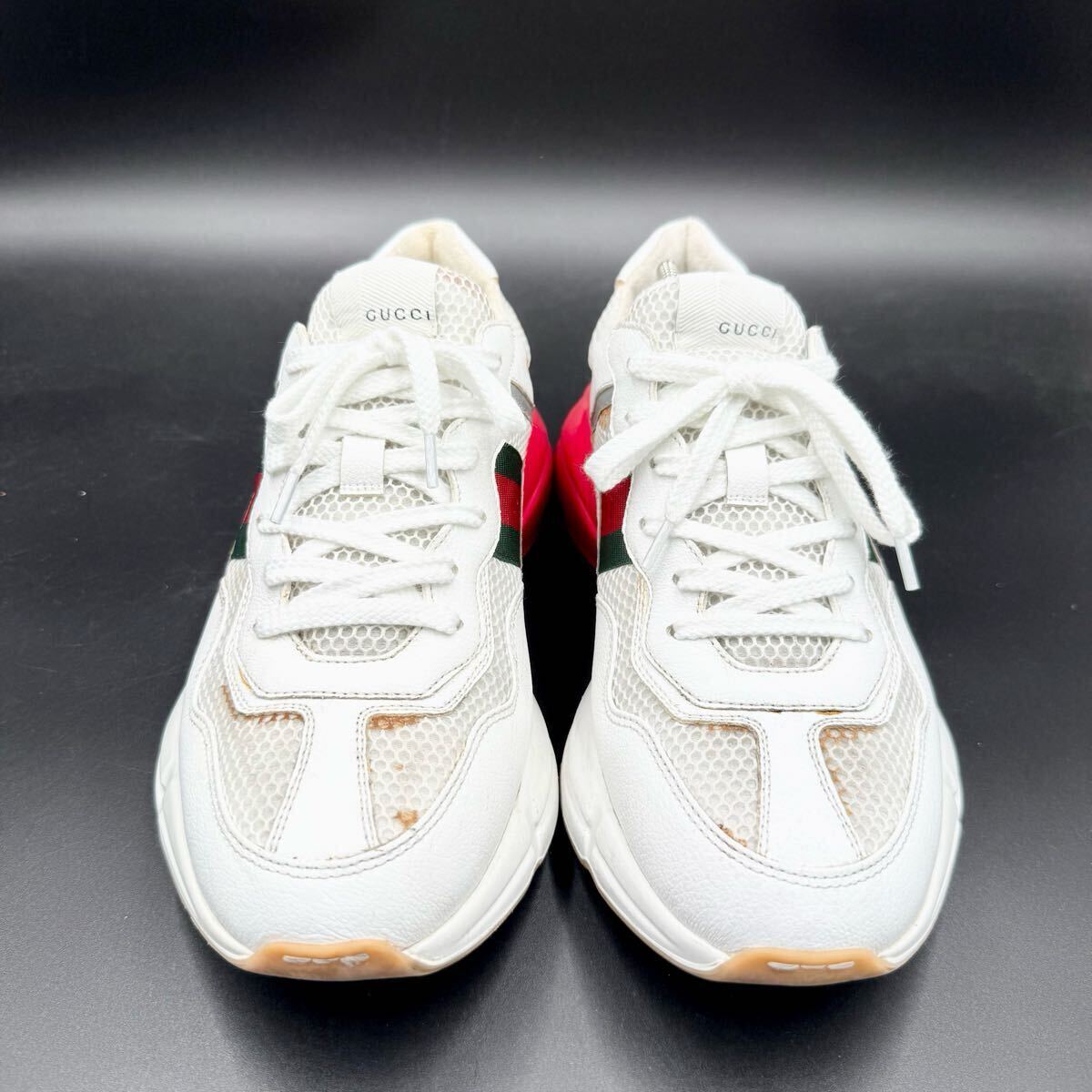 1円 【現(xiàn)行近】 GUCCI グッチ 【圧倒的高級感】 メンズ ライトン シェリーライン ダッド 厚底 スニーカー シューズ 靴 ホワイト 27.5cm相當(dāng)