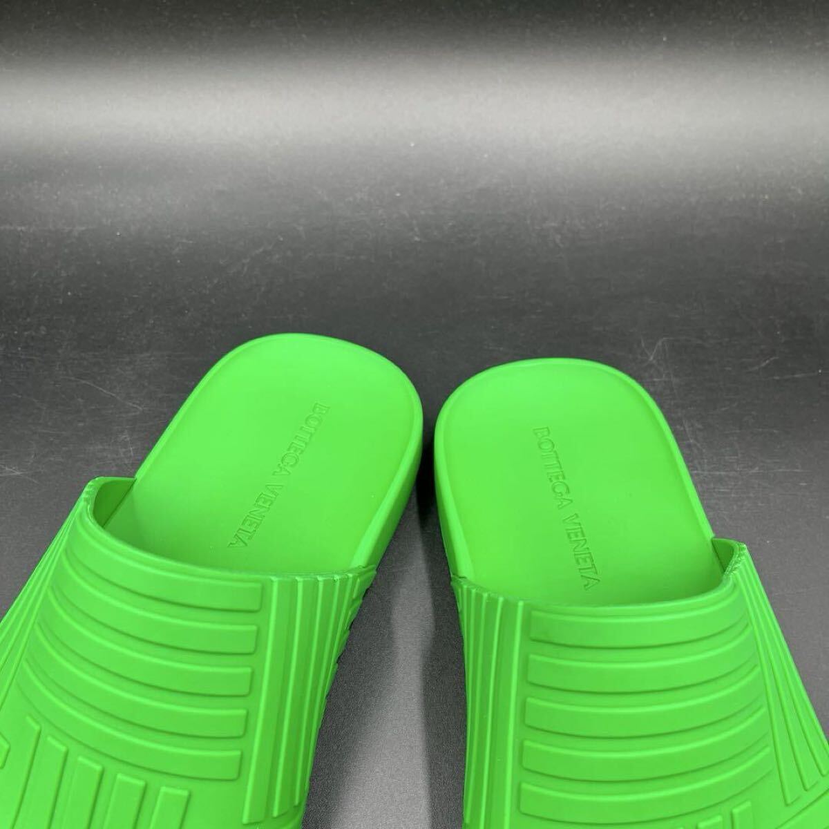 1円 【未使用級】 BOTTEGA VENETA ボッテガヴェネタ ラバー サンダル クロッグ スライダー グリーン メンズ シューズ 靴 サンダル 27cm相當