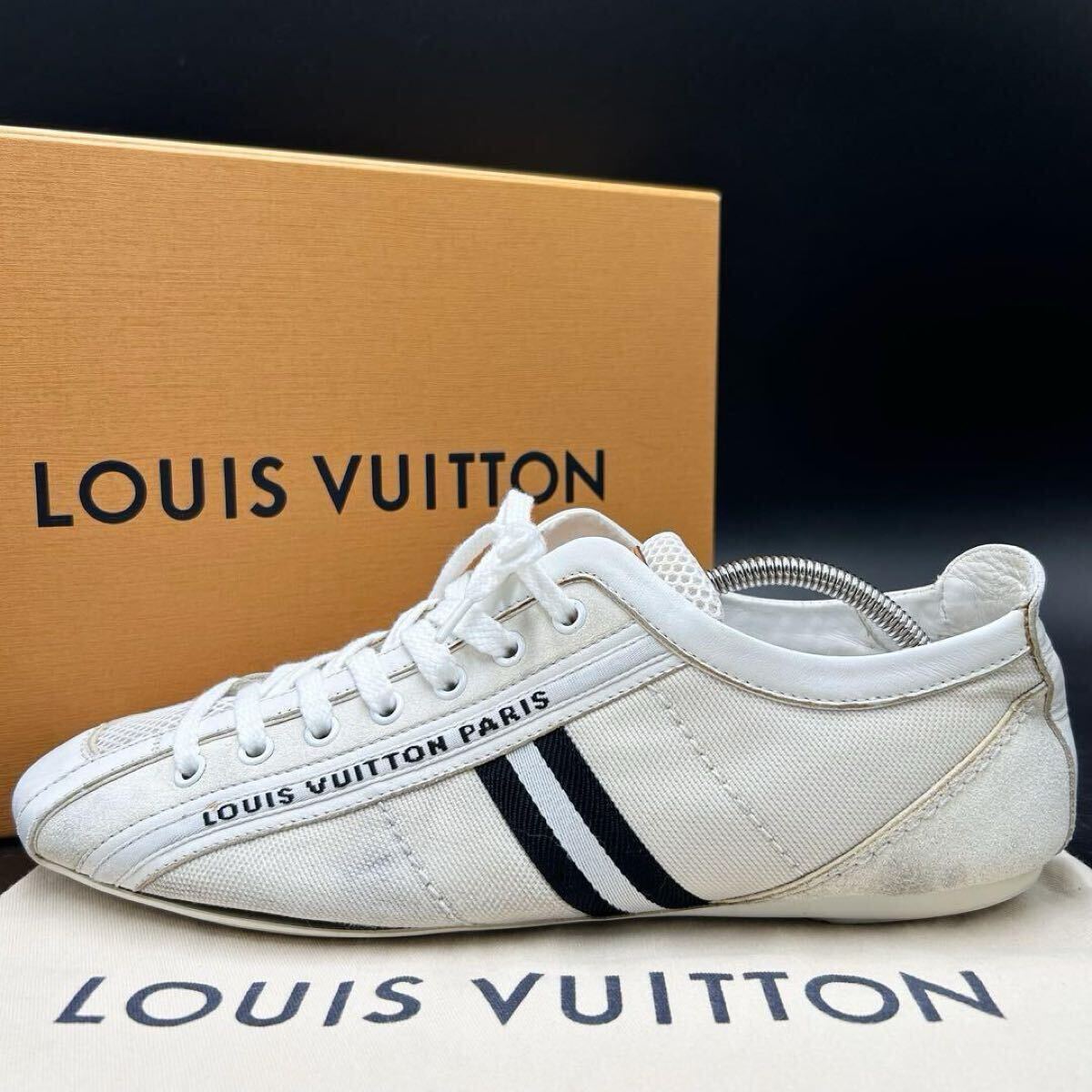 【美品】 LOUIS VUITTON ルイヴィトン ジャーマントレーナー メンズ サイドライン ロゴ ローカット スニーカー シューズ 靴 27cm相當(dāng)