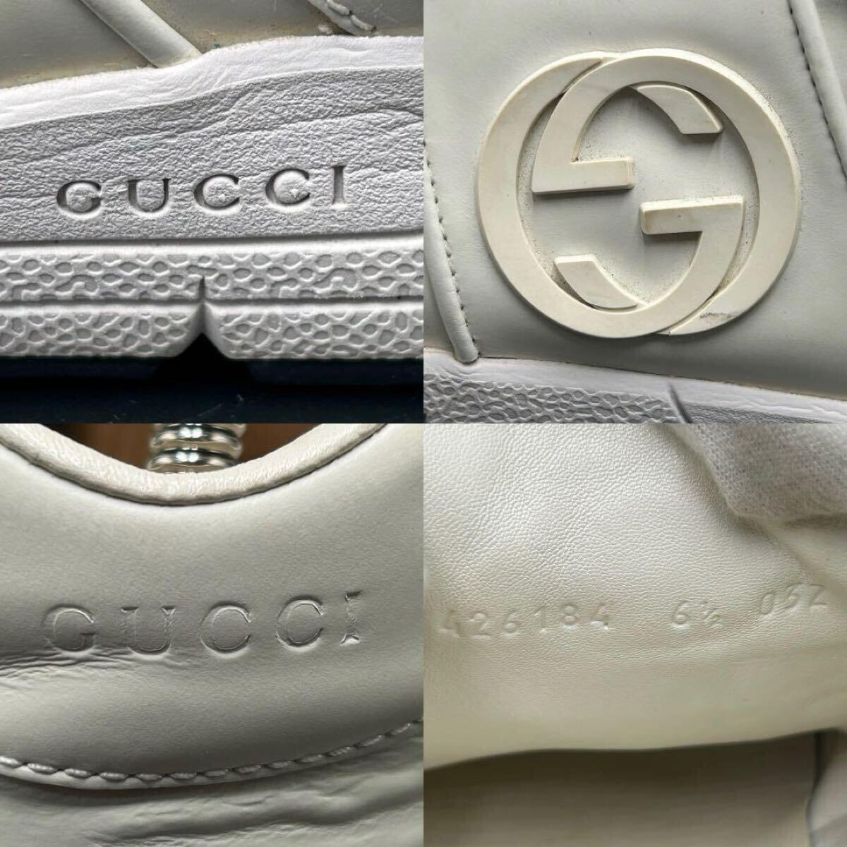 【美品】 GUCCI グッチ 【圧倒的高級感】 メンズ インターロッキング ローカット ロゴ スニーカー シューズ 靴 ホワイト 白 25.5cm相当_画像10