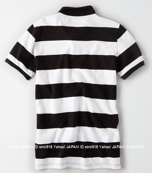 〓ラスト!! アメリカンイーグル/US L/AE Striped Pique ポロ/Black
