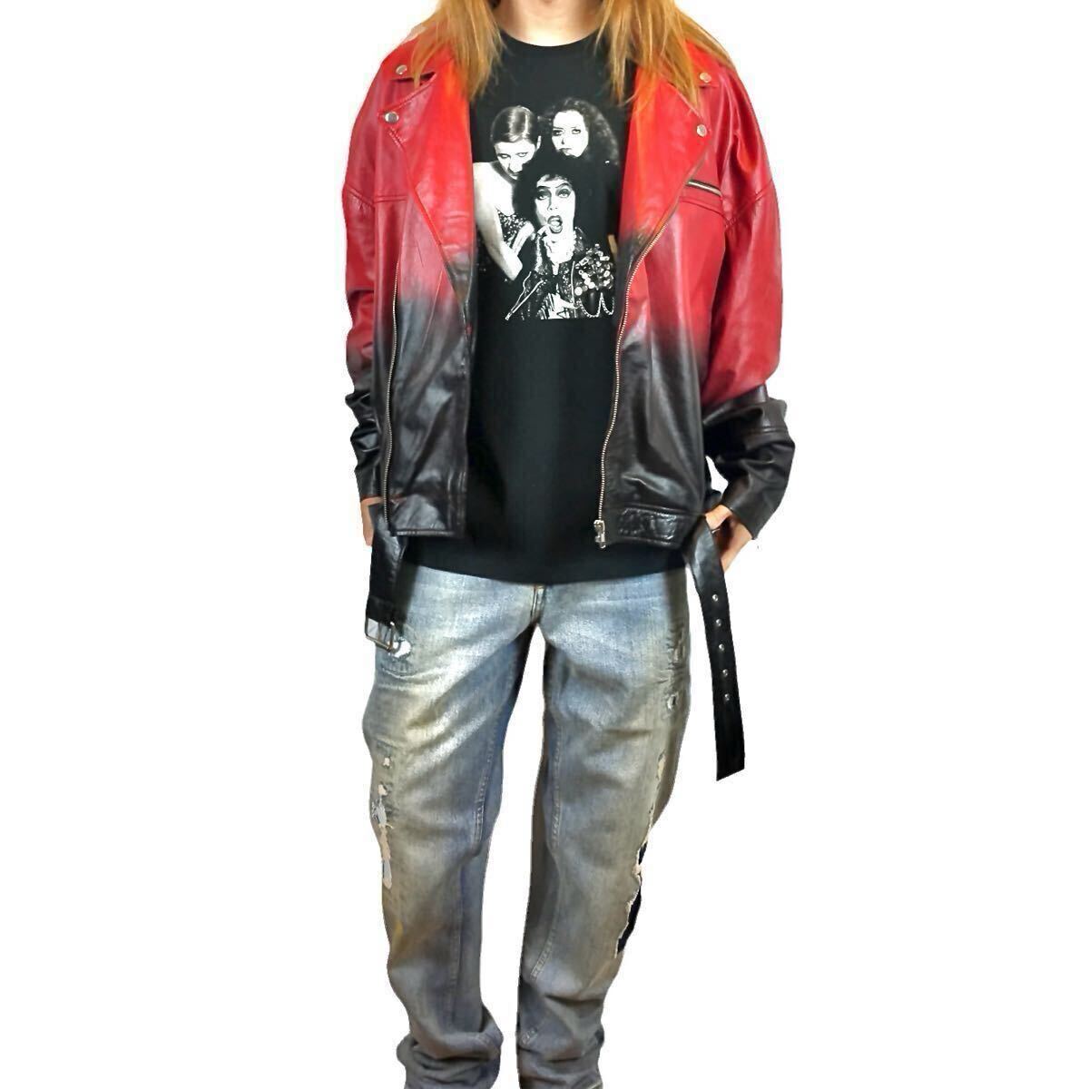 新品 ロッキーホラーショー フランクンフルター博士 1975年グラムロック ドラッグクイーンミュージカル映画 Tシャツ オーバーサイズ XL(LL)_画像10