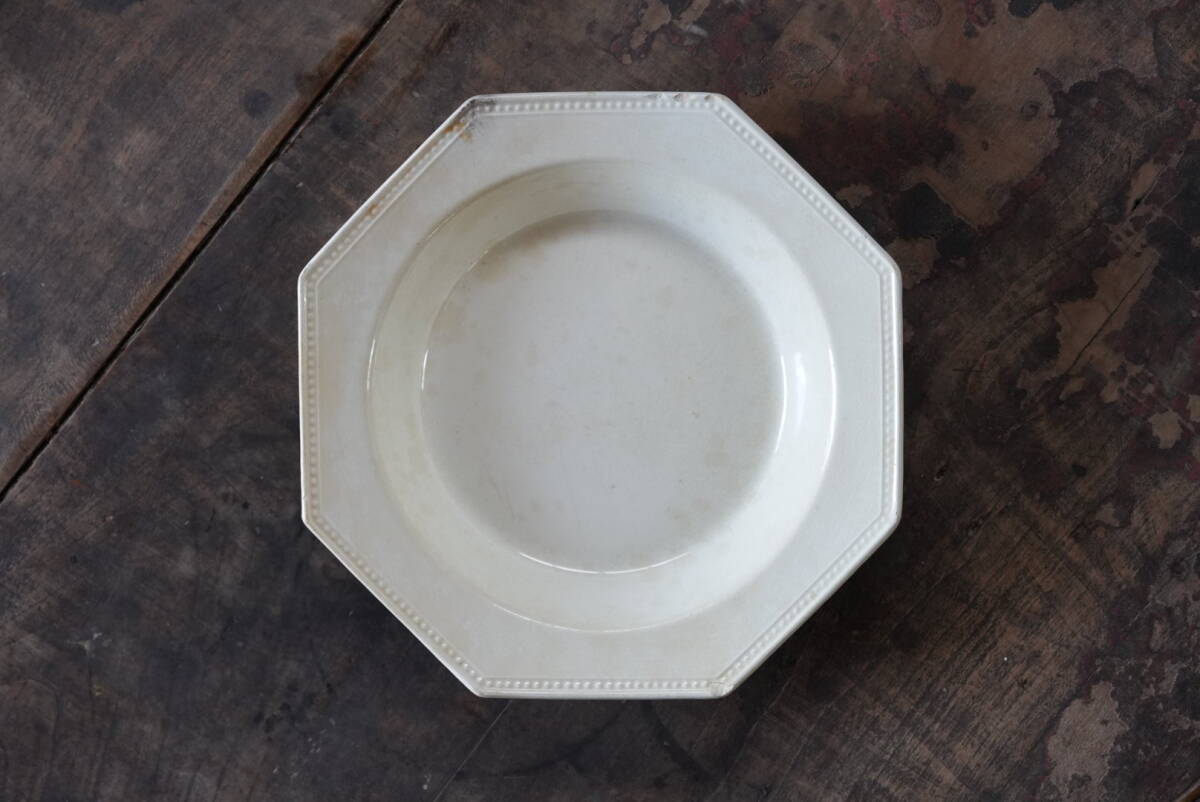 Creil et Montereau 古いクレイユモントロー窯 オクトゴナルスーププレート 八角皿 スープ皿 / 1900年前后?フランス アンティーク 古道具