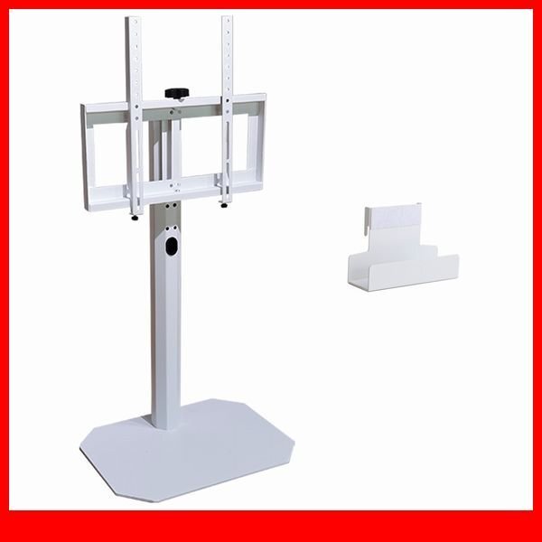 テレビ臺(tái)★新品/美しいフォルムの八角壁寄せテレビスタンド ロータイプ ハードディスクホルダーセット/32～65インチ/ホワイト/a4
