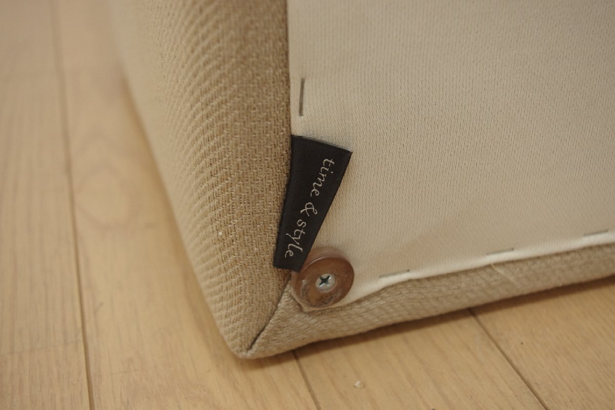 展示品 TIME&STYLE タイム&スタイル オットマン モダン ファブリック ベージュ シンプル スクエア リビング 寢室 幅60cm 高さ37cm